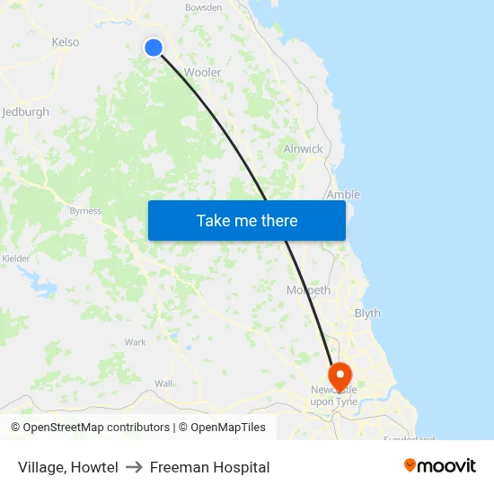 Village, Howtel to Freeman Hospital map
