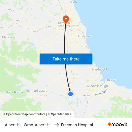 Albert Hill Wmc, Albert Hill to Freeman Hospital map