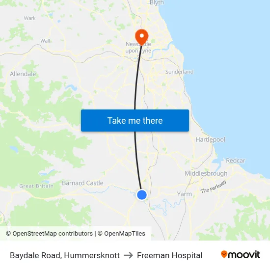 Baydale Road, Hummersknott to Freeman Hospital map