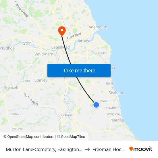 Murton Lane-Cemetery, Easington Lane to Freeman Hospital map