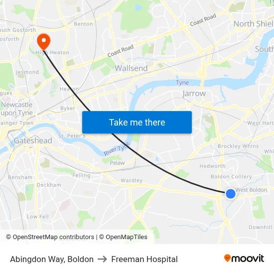 Abingdon Way, Boldon to Freeman Hospital map