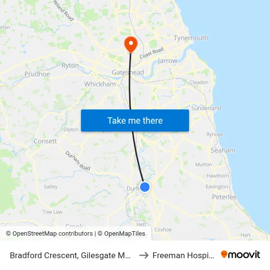 Bradford Crescent, Gilesgate Moor to Freeman Hospital map