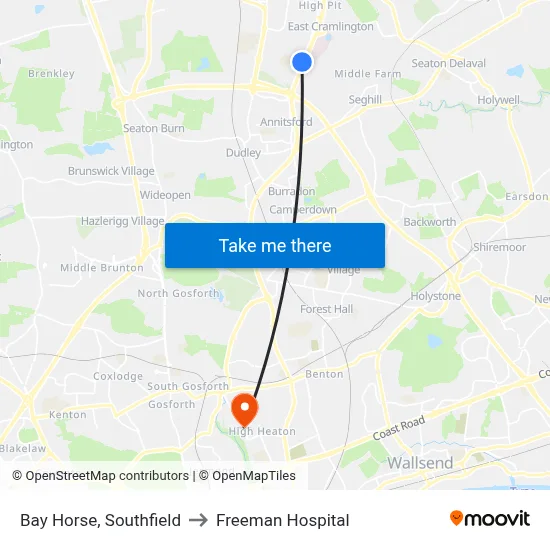 Bay Horse, Southfield to Freeman Hospital map