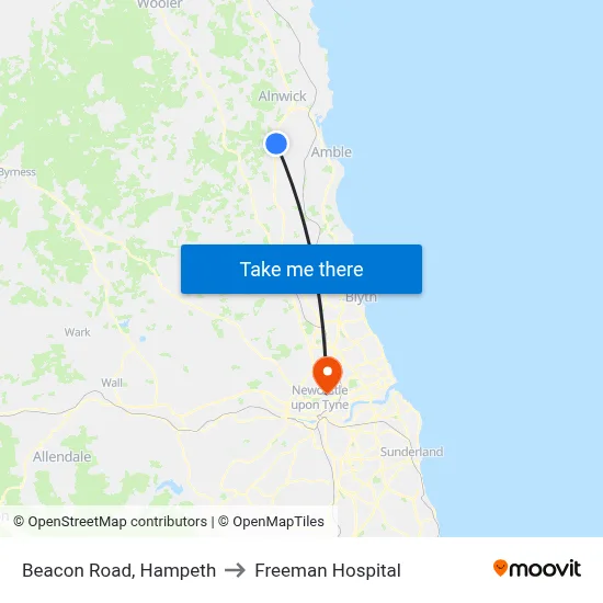 Beacon Road, Hampeth to Freeman Hospital map