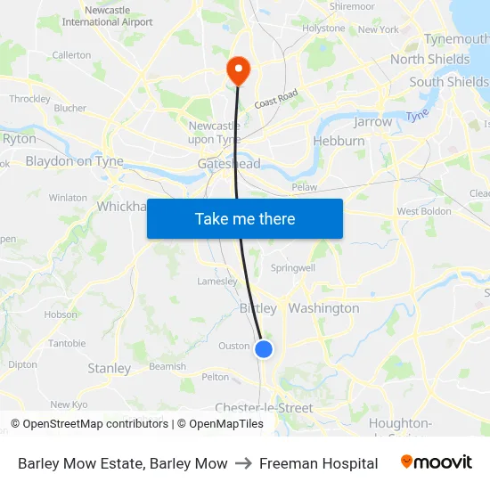 Barley Mow Estate, Barley Mow to Freeman Hospital map