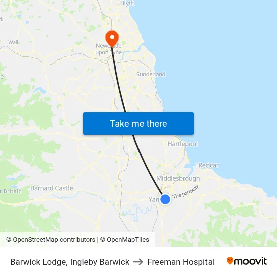 Barwick Lodge, Ingleby Barwick to Freeman Hospital map
