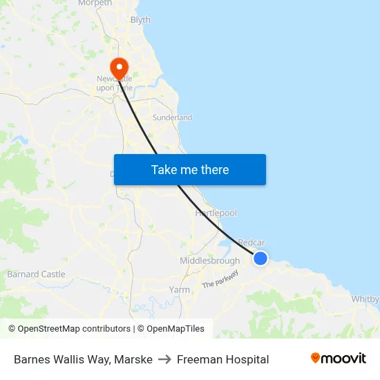 Barnes Wallis Way, Marske to Freeman Hospital map
