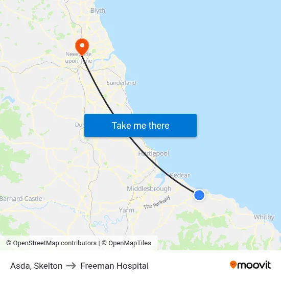Asda, Skelton to Freeman Hospital map