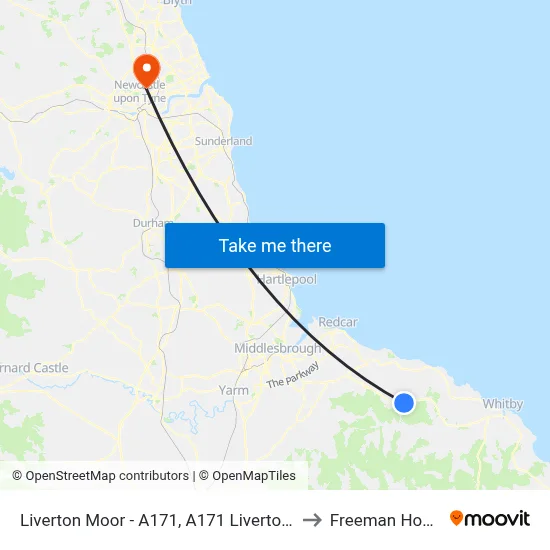 Liverton Moor - A171, A171 Liverton Rd End to Freeman Hospital map
