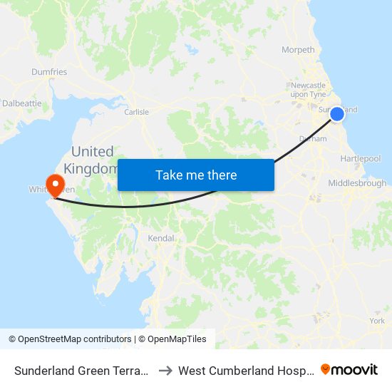 Sunderland Green Terrace, Sunderland to West Cumberland Hosp (Valley View) map