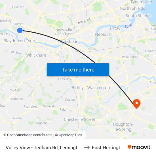 Valley View - Tedham Rd, Lemington to East Herrington map