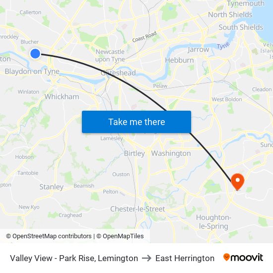 Valley View - Park Rise, Lemington to East Herrington map