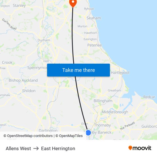 Allens West to East Herrington map