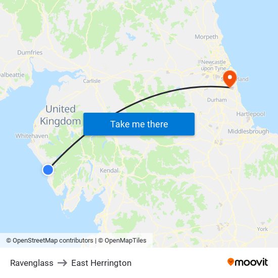 Ravenglass to East Herrington map