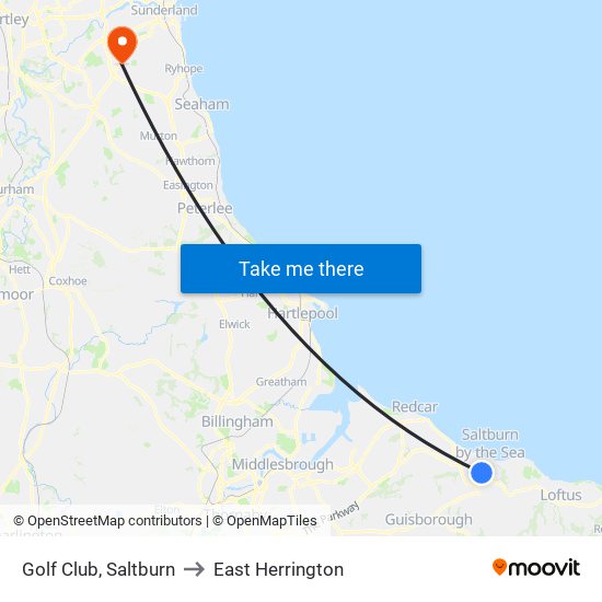 Golf Club, Saltburn to East Herrington map