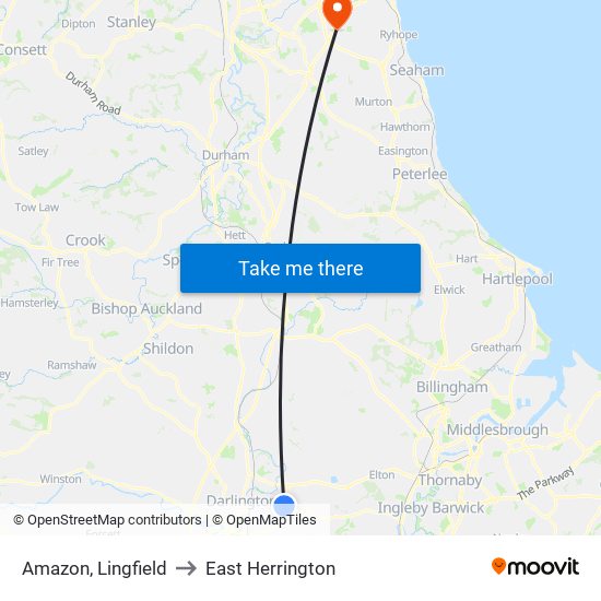 Amazon, Lingfield to East Herrington map