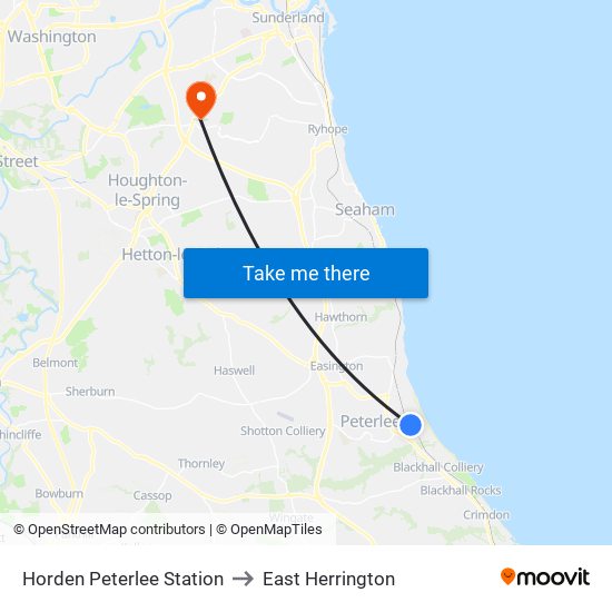 Horden Peterlee Station to East Herrington map