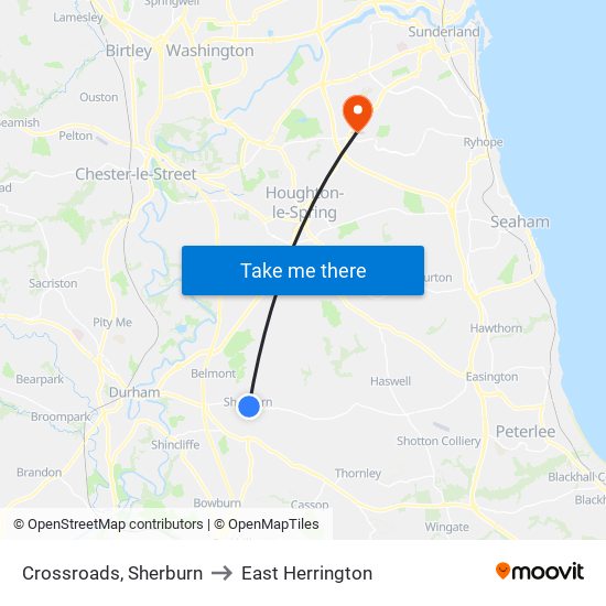 Crossroads, Sherburn to East Herrington map