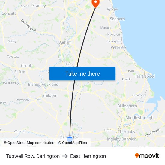 Tubwell Row, Darlington to East Herrington map