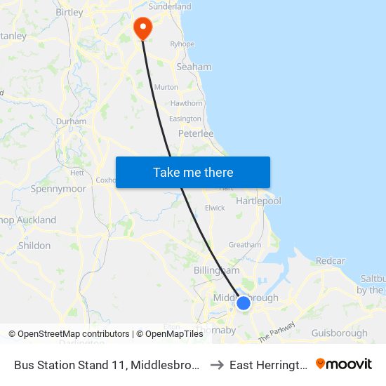 Bus Station Stand 11, Middlesbrough to East Herrington map