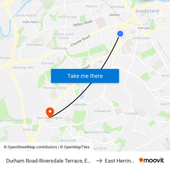 Durham Road-Riversdale Terrace, Eden Vale to East Herrington map