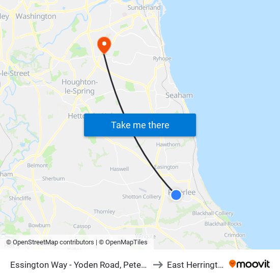 Essington Way - Yoden Road, Peterlee to East Herrington map