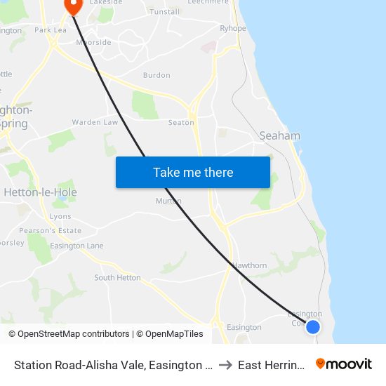 Station Road-Alisha Vale, Easington Colliery to East Herrington map