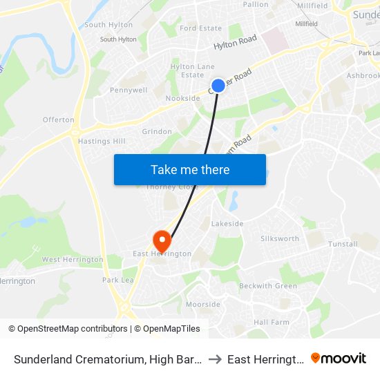 Sunderland Crematorium, High Barnes to East Herrington map