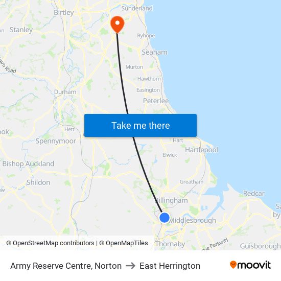 Army Reserve Centre, Norton to East Herrington map