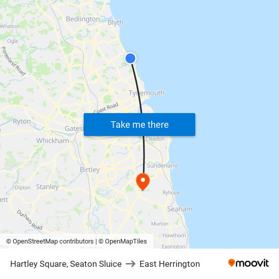 Hartley Square, Seaton Sluice to East Herrington map