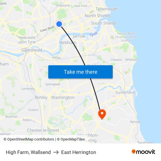 High Farm, Wallsend to East Herrington map