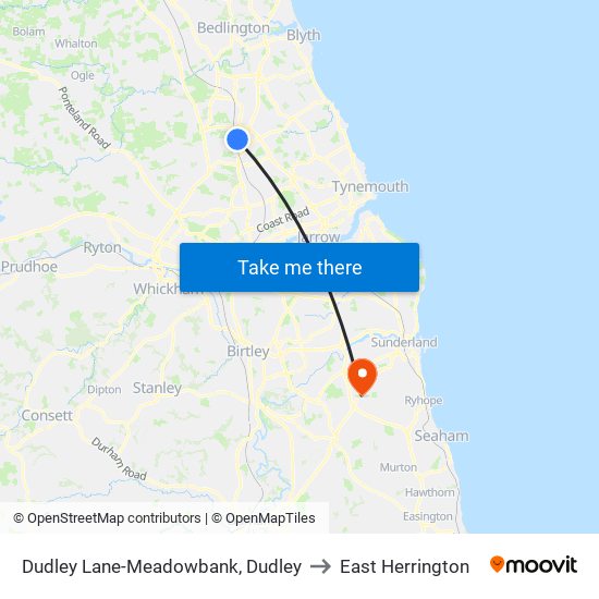 Dudley Lane-Meadowbank, Dudley to East Herrington map