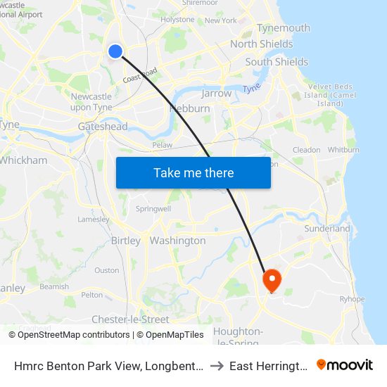 Hmrc Benton Park View, Longbenton to East Herrington map