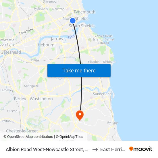 Albion Road West-Newcastle Street, North Shields to East Herrington map