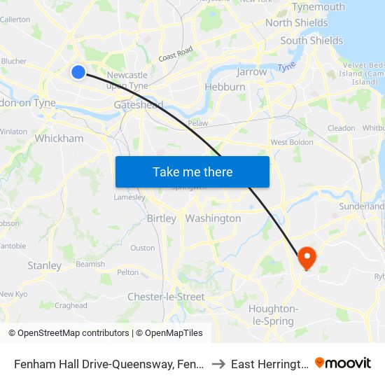 Fenham Hall Drive-Queensway, Fenham to East Herrington map