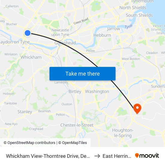 Whickham View-Thorntree Drive, Denton Burn to East Herrington map