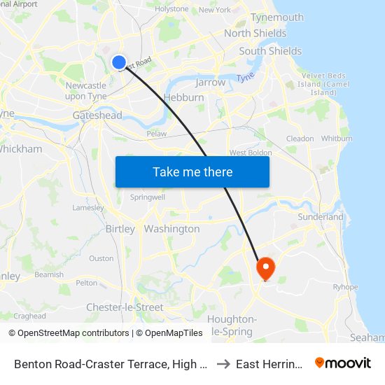 Benton Road-Craster Terrace, High Heaton to East Herrington map