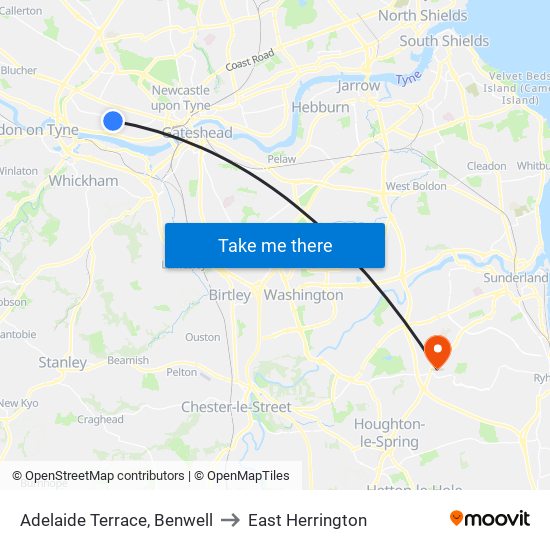 Adelaide Terrace, Benwell to East Herrington map