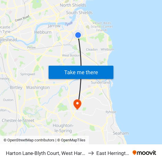 Harton Lane-Blyth Court, West Harton to East Herrington map