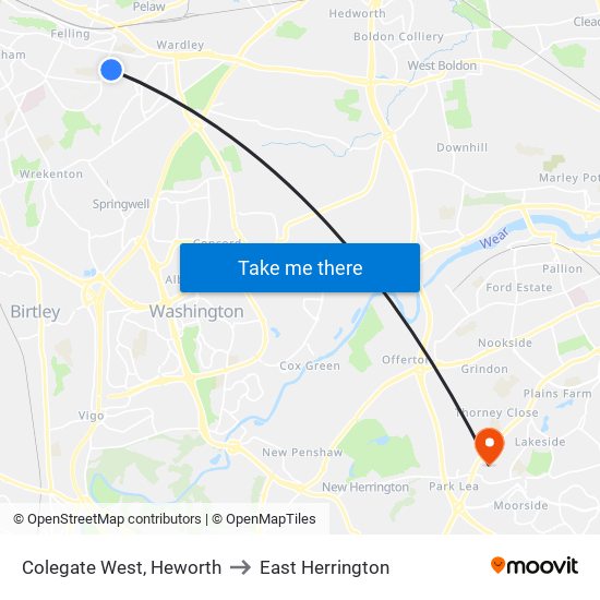 Colegate West, Heworth to East Herrington map