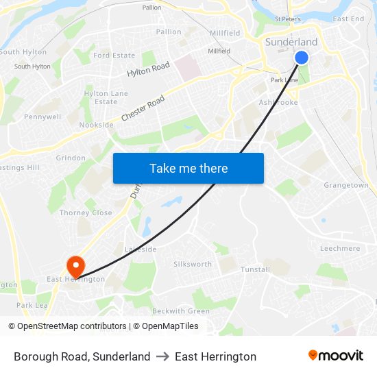 Borough Road, Sunderland to East Herrington map