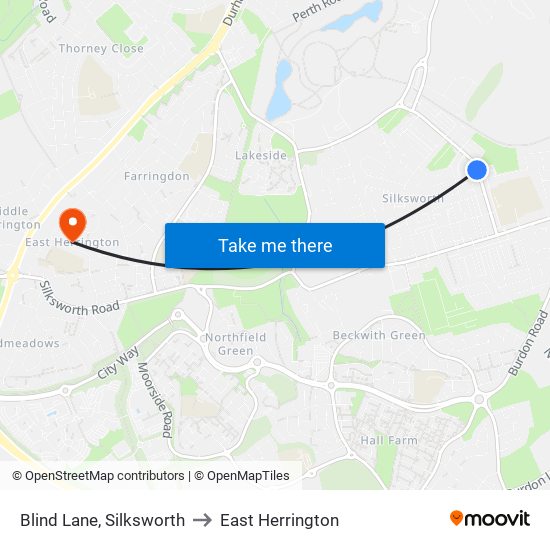 Blind Lane, Silksworth to East Herrington map