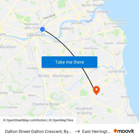 Dalton Street-Dalton Crescent, Byker to East Herrington map