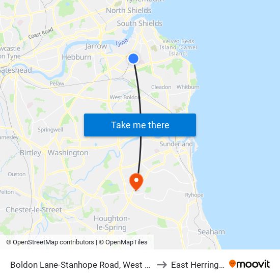 Boldon Lane-Stanhope Road, West Harton to East Herrington map