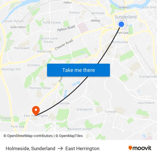 Holmeside, Sunderland to East Herrington map