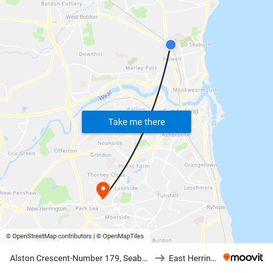 Alston Crescent-Number 179, Seaburn Dene to East Herrington map