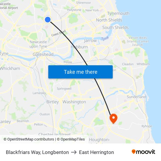 Blackfriars Way, Longbenton to East Herrington map