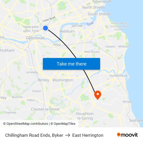 Chillingham Road Ends, Byker to East Herrington map