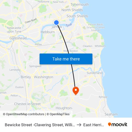 Bewicke Street -Clavering Street, Willington Quay to East Herrington map