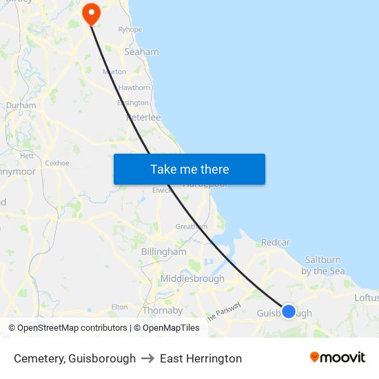 Cemetery, Guisborough to East Herrington map